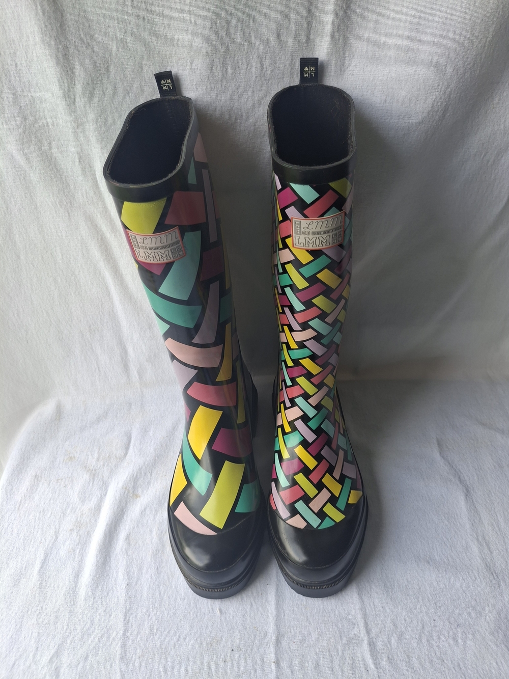 Women's Multicolor Woven-Pattern Rain Boots